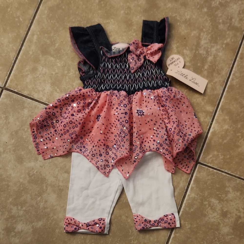 Little Lass Pink and Navy Kids Matching Set